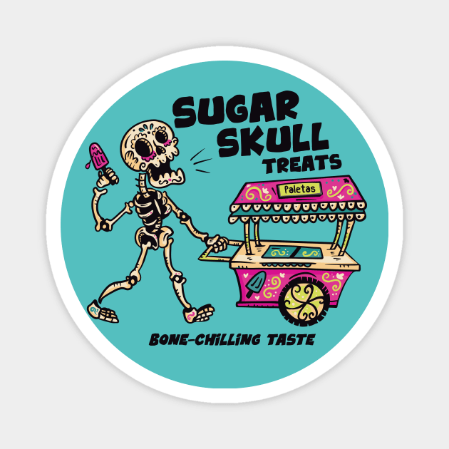 Sugar Skull Treats // Funny Day of the Dead Ice Cream Cart Magnet by SLAG_Creative